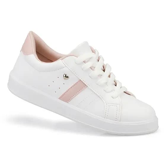 Tênis Casual Feminino Branco Cadarço Leve e Confortável 28-040