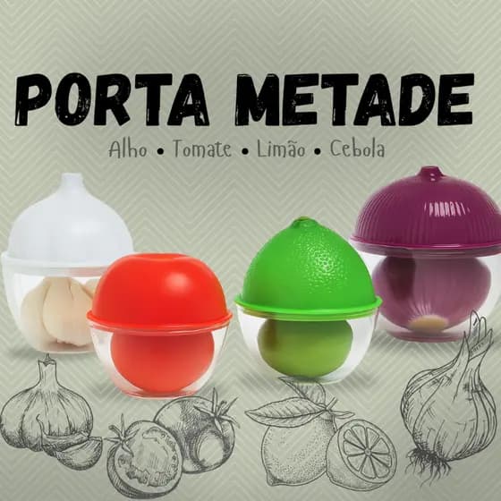Porta metade formato 3D compre KIT ou UNIDADE - alho, cebola, limão, etc Qualidade e organização!