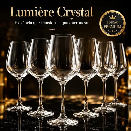 Conjunto 6 Taças de Cristal 615ml Lumière Crystal Elegante Premium