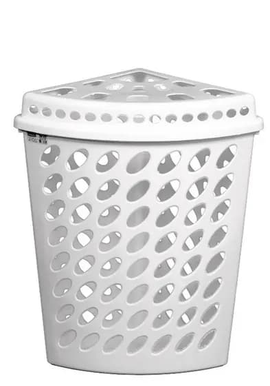 CESTO TELADO TRIANGULAR C/ TAMPA 43,7L BRANCO