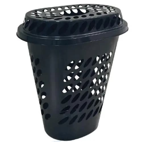Cesto Oval 60 L Preto Com Tampa
