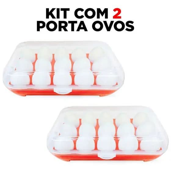 Kit C/2 Porta Ovos De Plástico Retangular C/15 Cavidades Geladeira