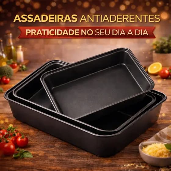 Assadeira Retangular Forma Antiaderente para Forno Bolo Torta Lasanha