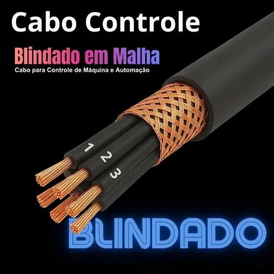 Cabo Controle 10X1,50MM² Blindado em Malha 1kV Vias Preta 10 METROS