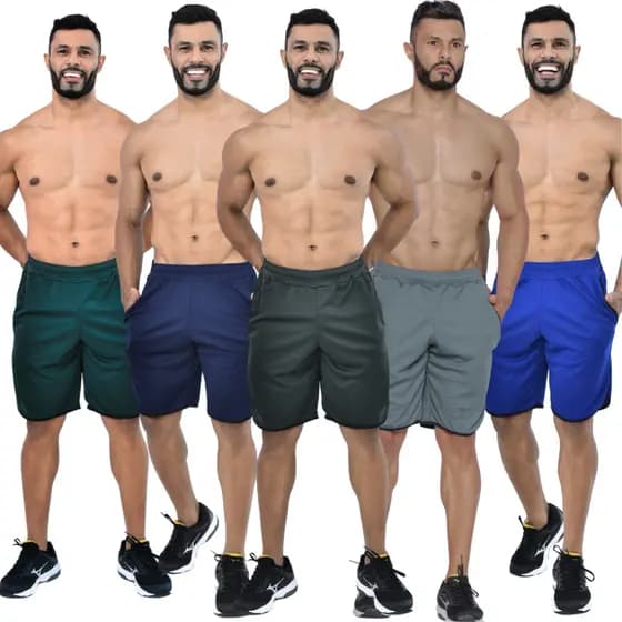 Kit 5 Bermuda masculina street Fitness para atividade física e academia Garra Sport