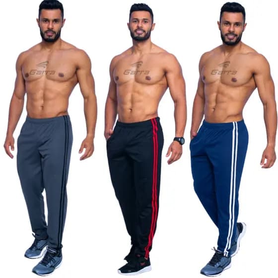 Calça masculina para atividade física em academia e corrida com cordão e bolso com zíper