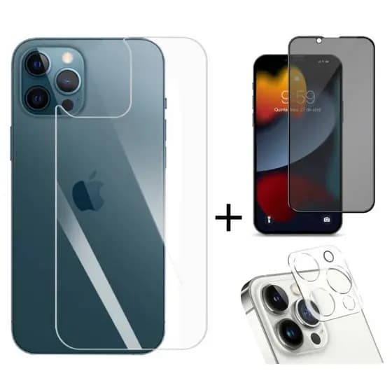 Kit Pelicula Traseira + Pelicula Ceramica Privacidade + Pelicula Camera Para iPhone 13 / 13 Pro / 13 Pro Max (Selecione)