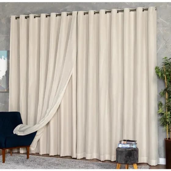 Cortina 8,00m Largura Voil Gaze de Linho C/ Forro Blackout Elegante PARA VARÃO