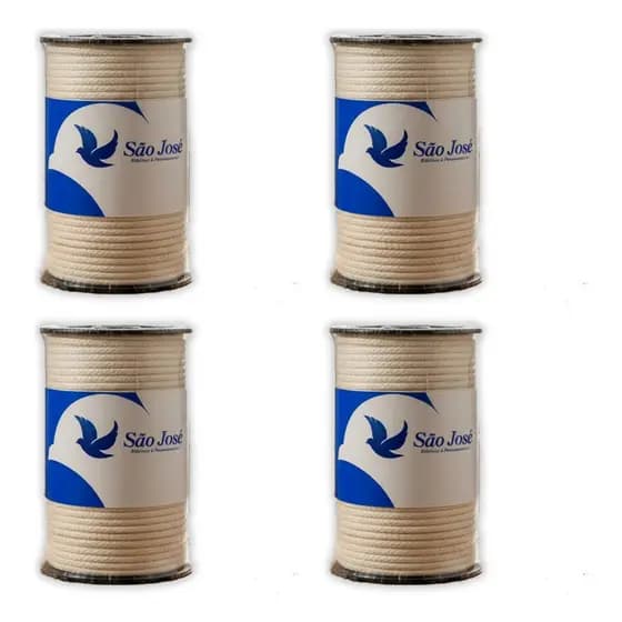 4 Rolos Cordão 3mm Fio Cru São Jose Algodão Para Macramê