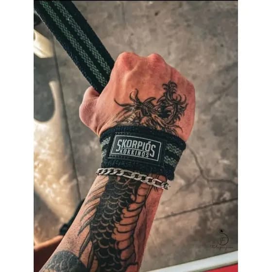 Par Straps 100% algodão preto com VERDE MILITAR para academia, cross fit e musculação.