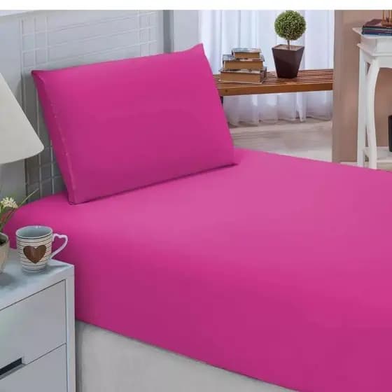 Kit 2 Peças Jogo Lençol De Cama Solteiro Liso C/ Elástico Para Cama Infantil Solteirão Rosa Azul Varias Cores- OFERTA