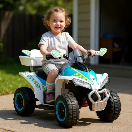 Mini Quadriciclo Eletrico Infantil Branco Menina Menino 6v para criança 1 a 3 ano Feminino Masculino