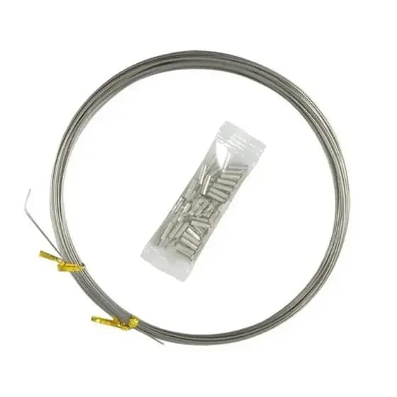 Cabo de Aço Marine Sports Flexível 10 Metros Para Pesca Empate Inox Com 70 Luvas Para Encastoar Anzol