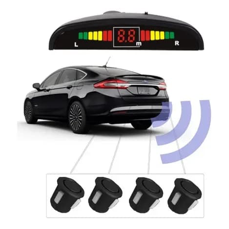 Sensor Estacionamento Ré 4 Sensores Display Preto Universal