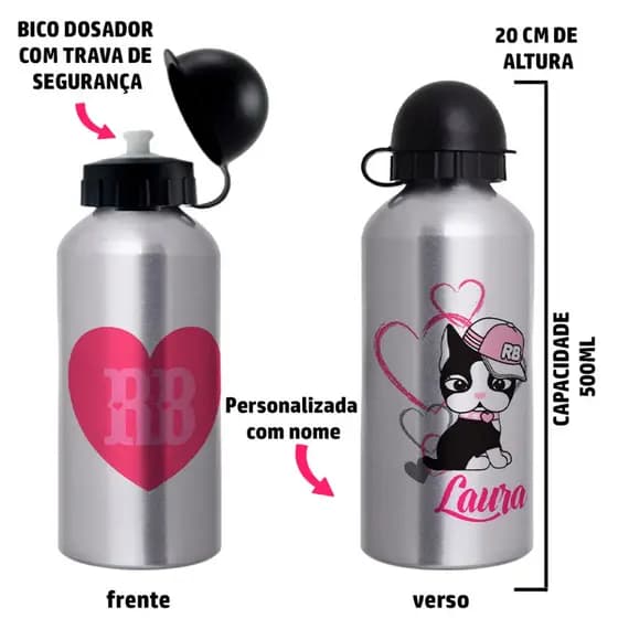 Garrafa Squeeze de alumínio Rebecca Bonbon - Personalizada com nome