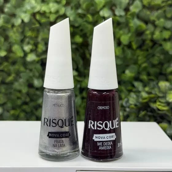 Kit 2 Esmalte Risque Prata Na Lata e Me Deixa Ameixa 8ml