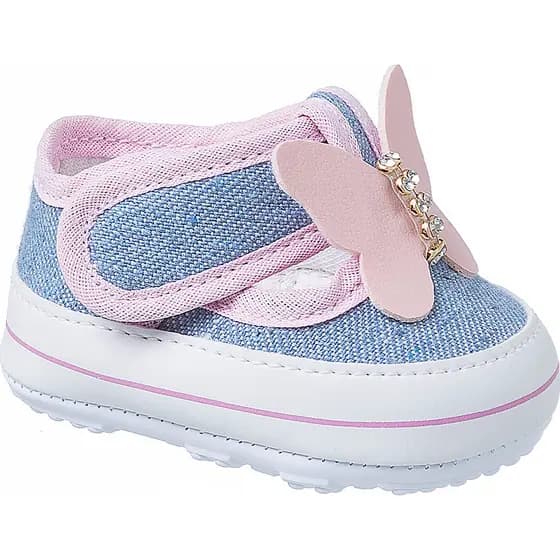 Tênis Sapatinho Infantil Bebe Meninas Velcro Borboleta Antiderrapante Macio Leve Dia das Crianças