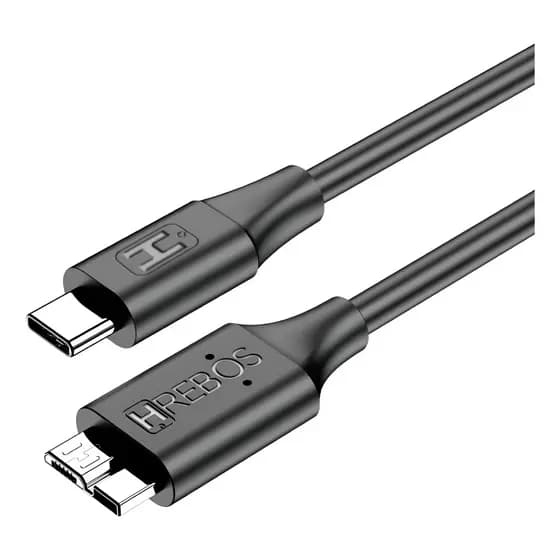 O Cabo HD Externo USB-C para USB Micro B 3.0 da marca Hrebos é a solucao ideal para quem busca eficiencia e qualidade em