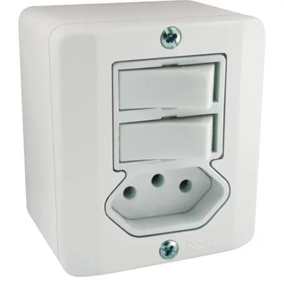 Interruptor Duplo Simples + Tomada 10a Sistema X Bco Radial