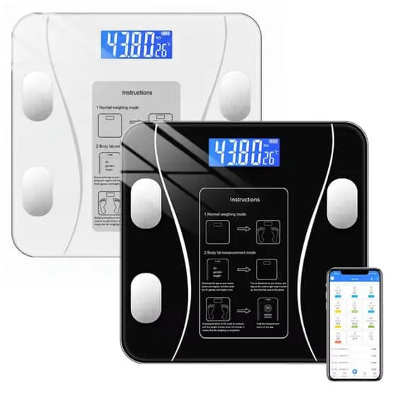 Balança Digital Bioimpedância Profissional 180KG App de Celular Para Medir Massa Corporal, IMC