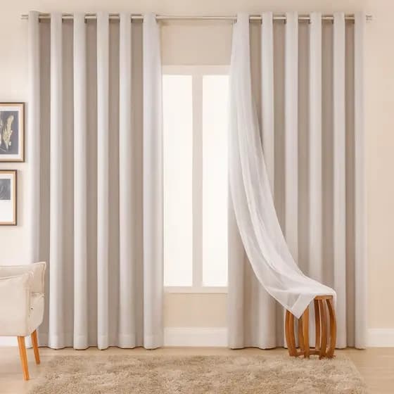 Cortina Em Tecido Blackout Com Voil 8,00m x 2,70m alt. Elegante e Moderno Para Quarto Sala Janela