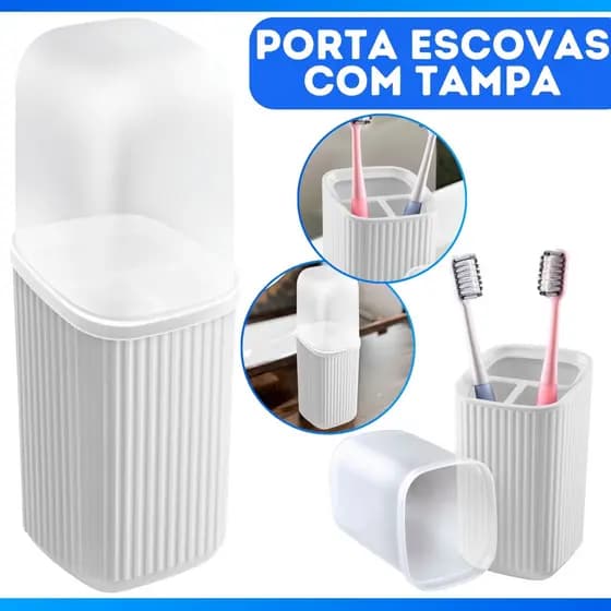 Porta Escova Dental De Pia Plástico Quadrado Com Tampa Moderno Luxo Banheiro