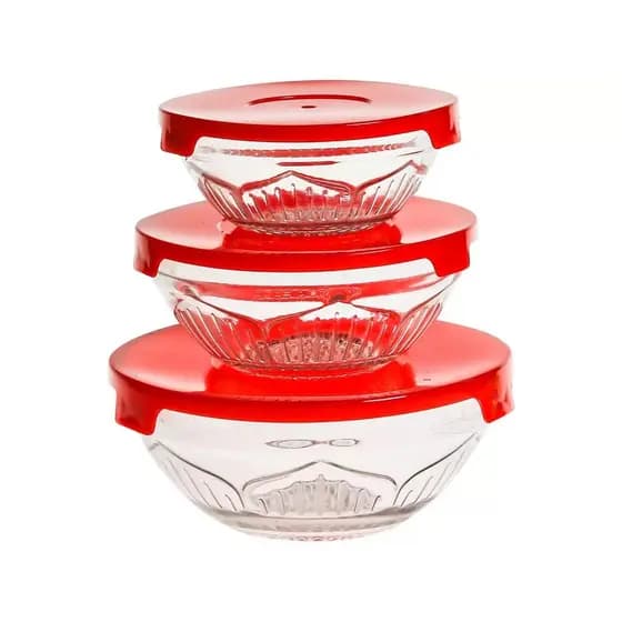 JOGO DE POTES DE VIDRO TIGELAS COM TAMPA (3 UNIDADES) 150/200/350ML - CASA AMBIENTE