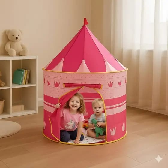 Barraca Infantil Castelinho - Rosa Pic Nic Crianças Divertido Cabana Tendas Brinquedos