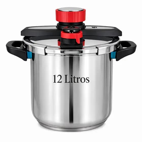 Panela de Pressão Inox 304 12 Litros Fundo Triplo Compatível com Todos Fogões