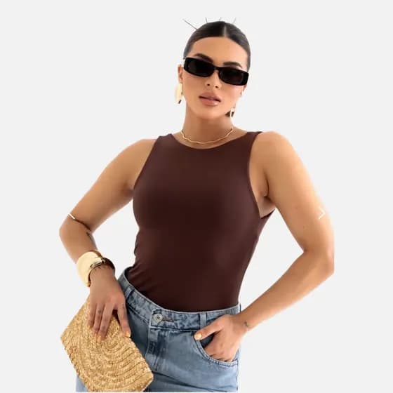 Blusa Regata Feminina Costa Nua Estilosa Casual Elegante Confortavel Blogueira Moda gringa Verão