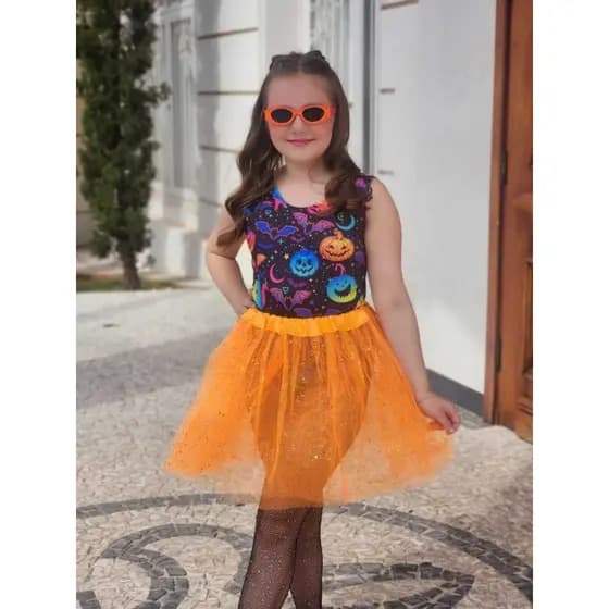 Fantasia Infantil Body Menina Festa Halloween – Abóbora Bruxinha Monstrinho