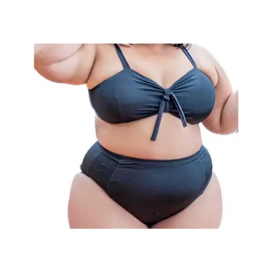 Biquini Suquini Hot Pants Plus Size Top 2 em 1 Cintura Alta Suplex Premium Com bojo