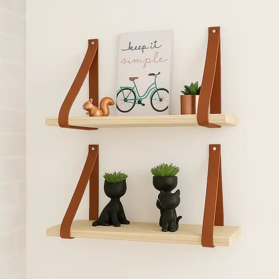 Kit 2 Prateleiras De Madeira Pinus Organizadora Com Alças Para Parede Quarto Banheiro