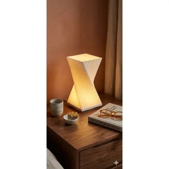 Luminária Twister Quadrada Abajur LED USB Decorativo Mesa Sala Quarto Moderno