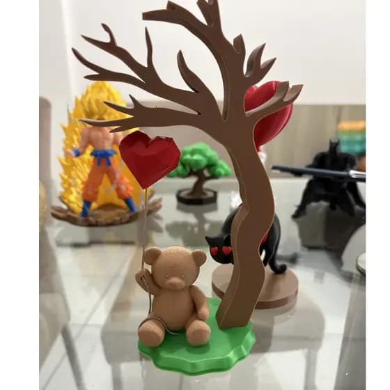 Enfeite Ursinho com Balões Flutuantes Decoração Romântica Presente de Namorados