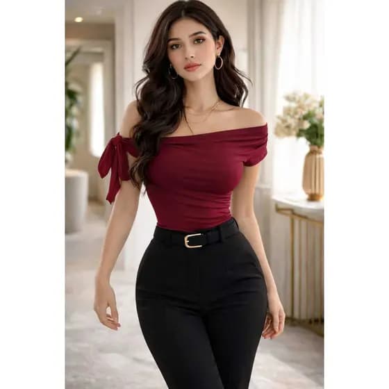 REGATA FEMININA ASSIMÉTRICA COM LAÇO – BLUSA ELEGANTE EM SUPLEX – LOOK MODERNO