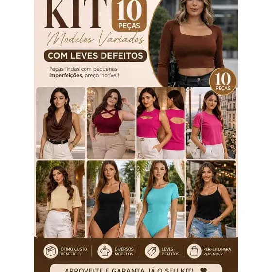 Kit 10 Peças OU 5 Peças com LEVES DEFEITOS Femininas Aleatórias| Queima de Estoque - Promoção Limitada