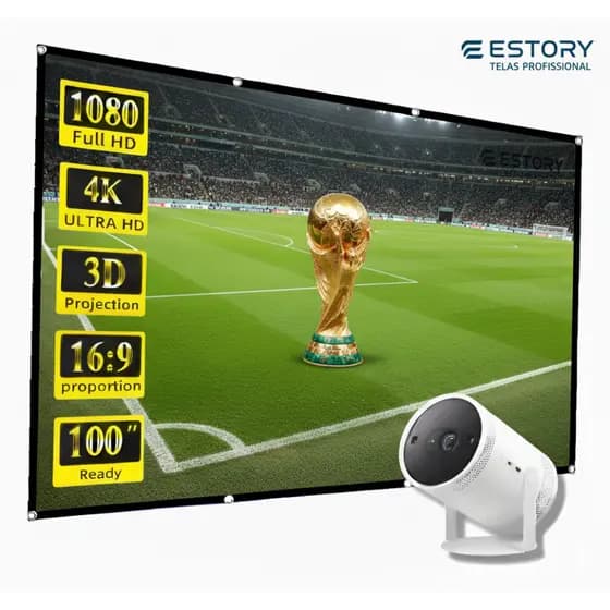 Tela de Projetor 120” Dobrável Matte White – Alta Definição para Filmes Uso Interno e externos