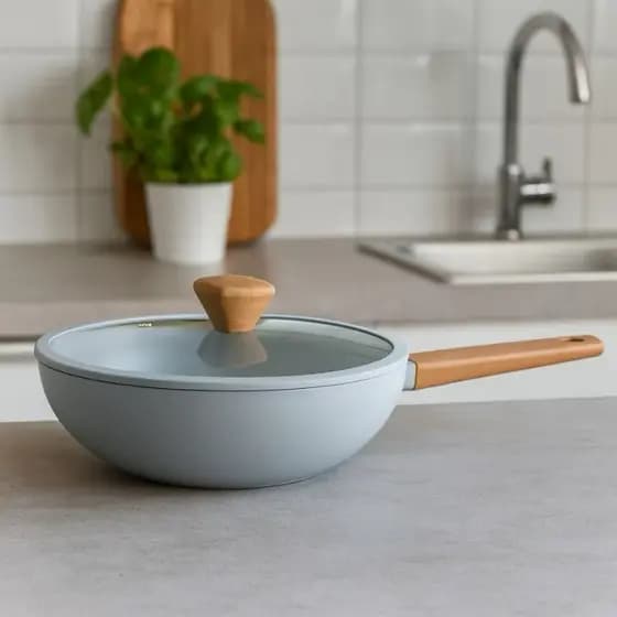 Wok Frigideira de Cerâmica de Indução Fogão Gás 28cm Fracalanza frigideira antiaderente com tampa