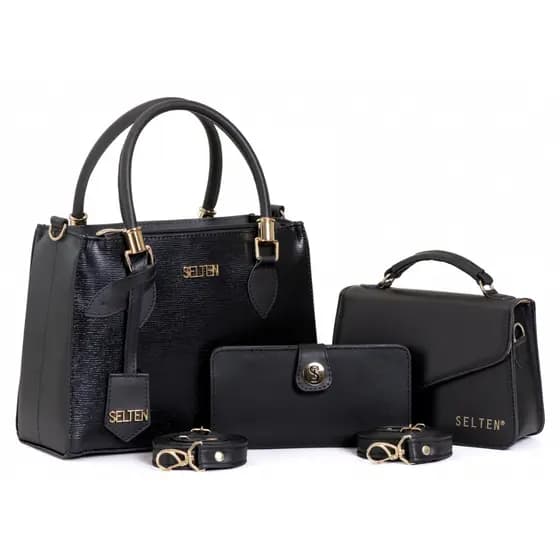 Bolsa Feminina Transversal Media com Bolsinha Clutch e Mini Carteira