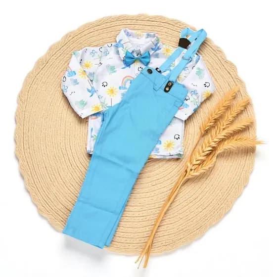 Conjunto menino tematico de frio manga longa 365 sorrisos nuvem arco iris