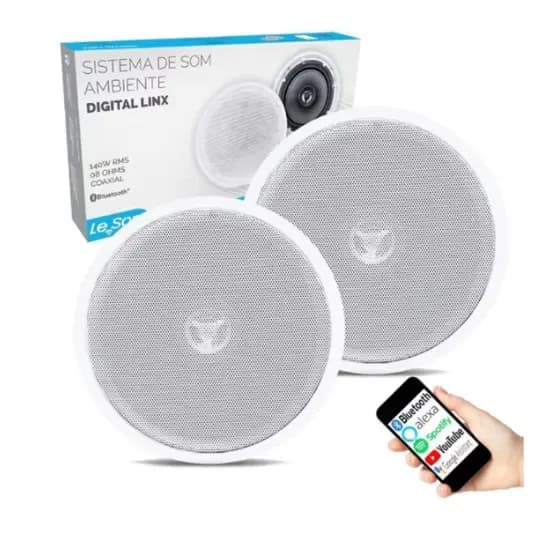 Kit Caixas Embutir Som Bluetooth Redonda Ativa+Passiva LeSon