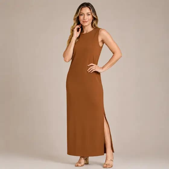 Vestido Feminino Linho Longo Casual Confortavel do P ao GG cores variadas