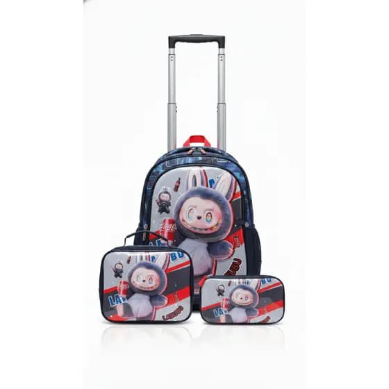 Kit Mochila Menino e Menina Infantil Brilhante 3D com Lancheira +bolsinha Térmica + Estojo Escolar