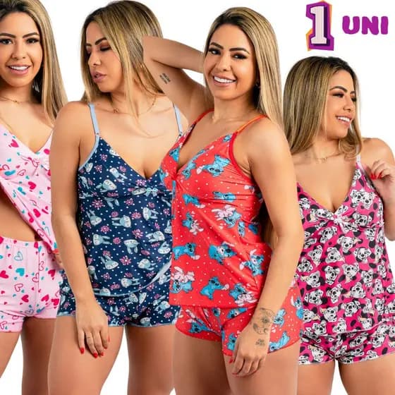 Pijama Feminino Shortdol Babydoll Roupa De Dormir Conforto Linha Premium