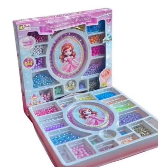 Kit Miçangas para Fazer Pulseira Infantil Colorida Bijuteria Colar Biju Brink Model