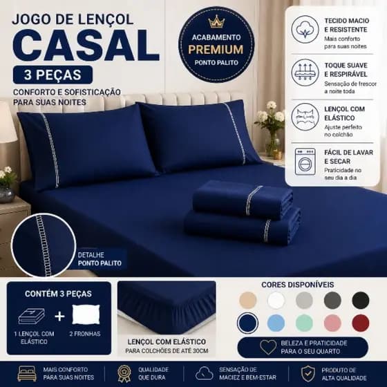 CASAL Jogo de Lençol 3 Peças Micropercal 400 Fios Maciez Extra