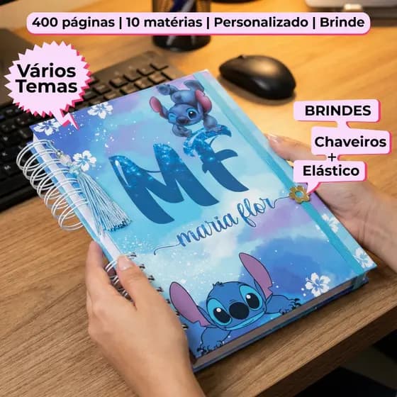 Caderno Universitário Tema Profissões Personalizado com Nome 400 Páginas 10 Matérias PREMIUM