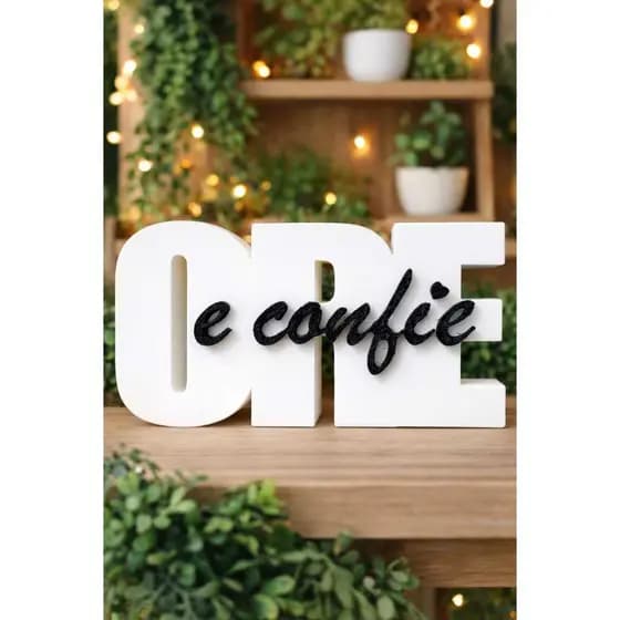 Letreiro decorativo Ore e Confie - Decoração Cristã - Presente Religioso