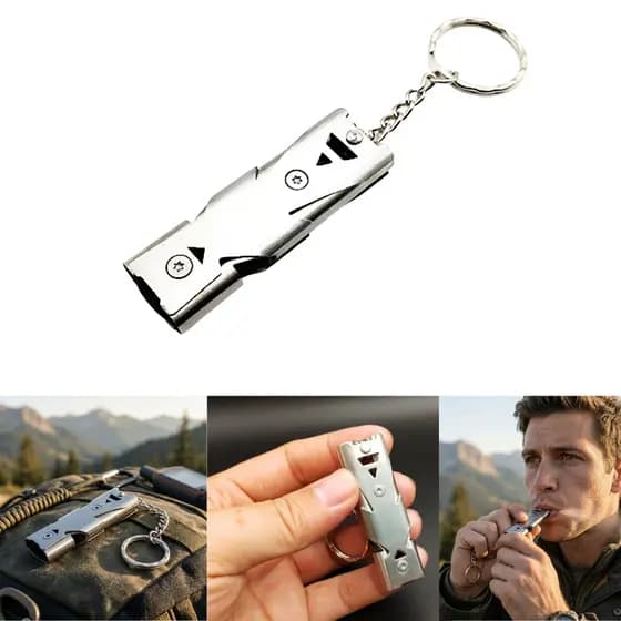 Apito De Sobrevivência Decibel Com Chaveiro De 150 dB Tubos Duplos Cara Camping Ao Ar Livre Pesca
